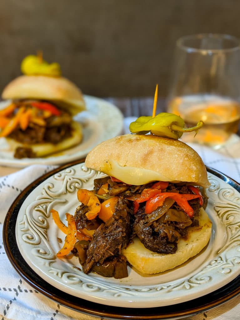 Italian beef on ciabatta bread