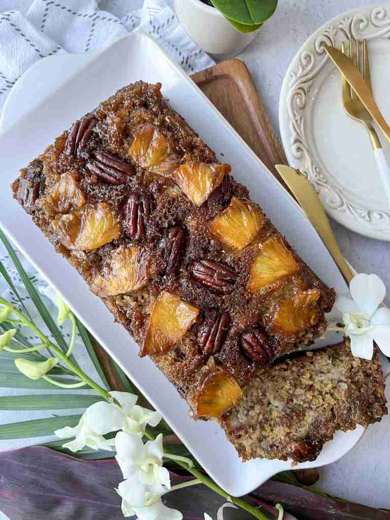 banana bread with a slice cut out