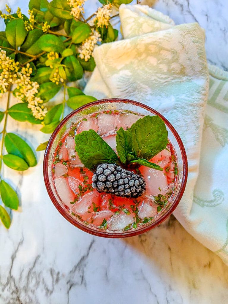 A cocktail on a table