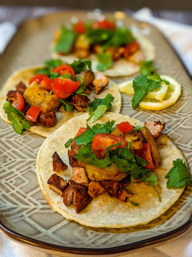 A plate of food on a table