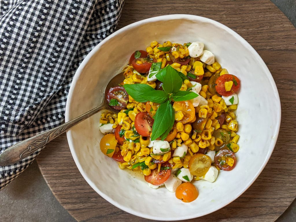 Corn Salad in White Bowl